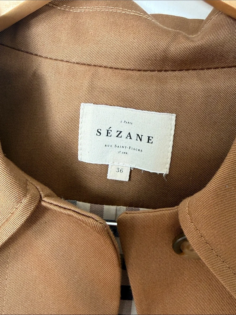Sezane Camel Brown Short Trench Jacket - Picture 4 of 5